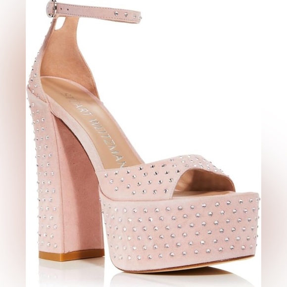 STUART WEITZMAN Sky High Embellished Ankle Strap Platform Sandals - Size 10b - Picture 3 of 10